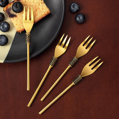 Masai Gold Dessert Fork (Set of 4) - ellementry