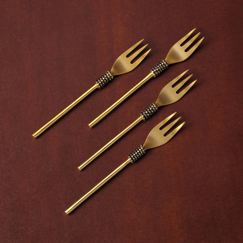 Masai Gold Dessert Fork (Set of 4) - ellementry