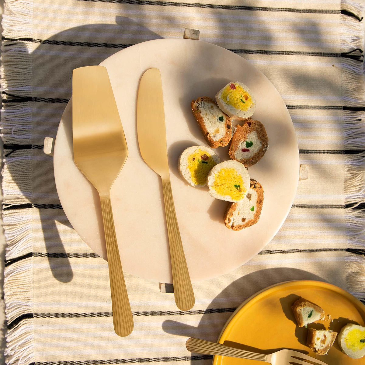 Celestial Brass Cake Slice Spoon Set of 2 - ellementry