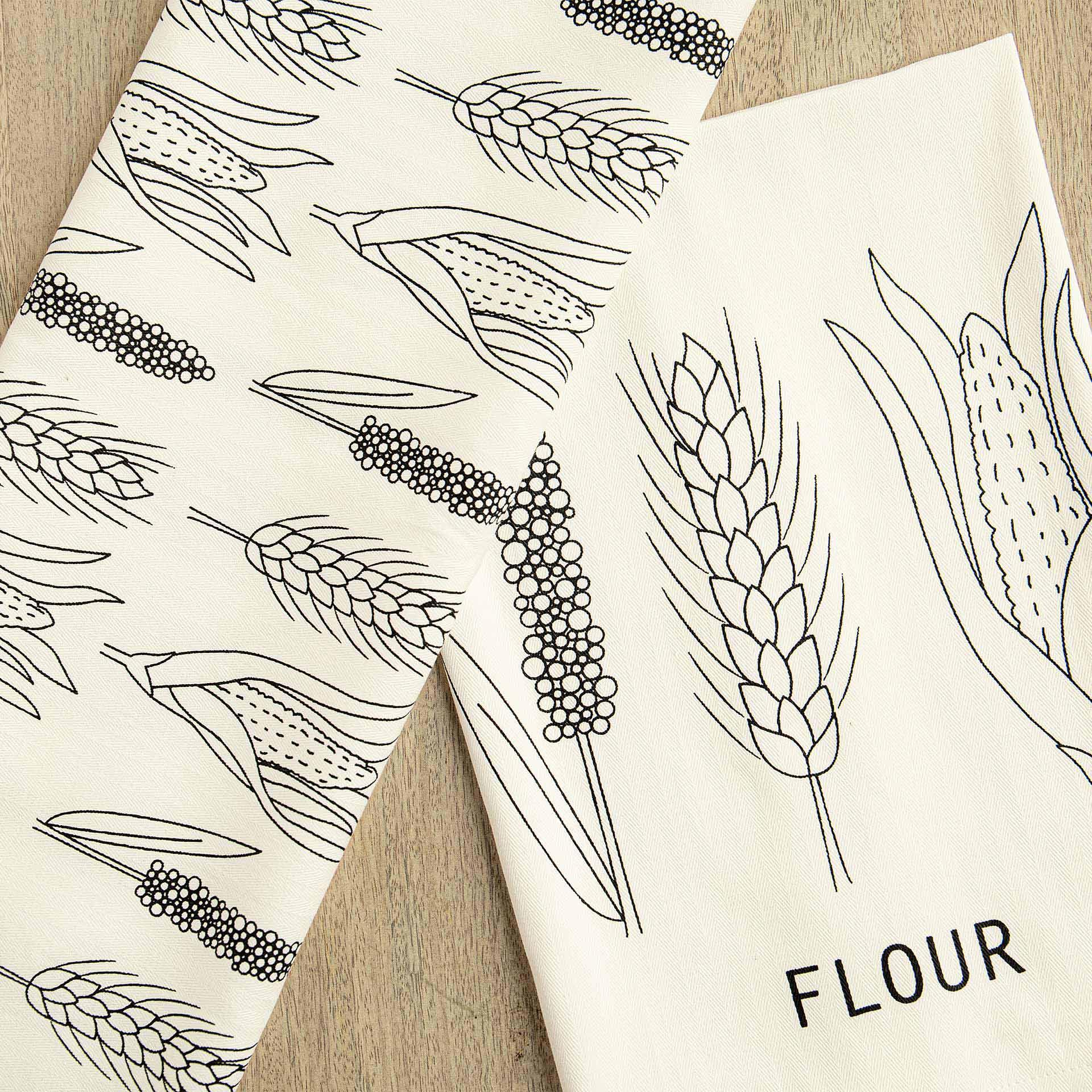 Flour Dish Towel Set of Two (B&W)