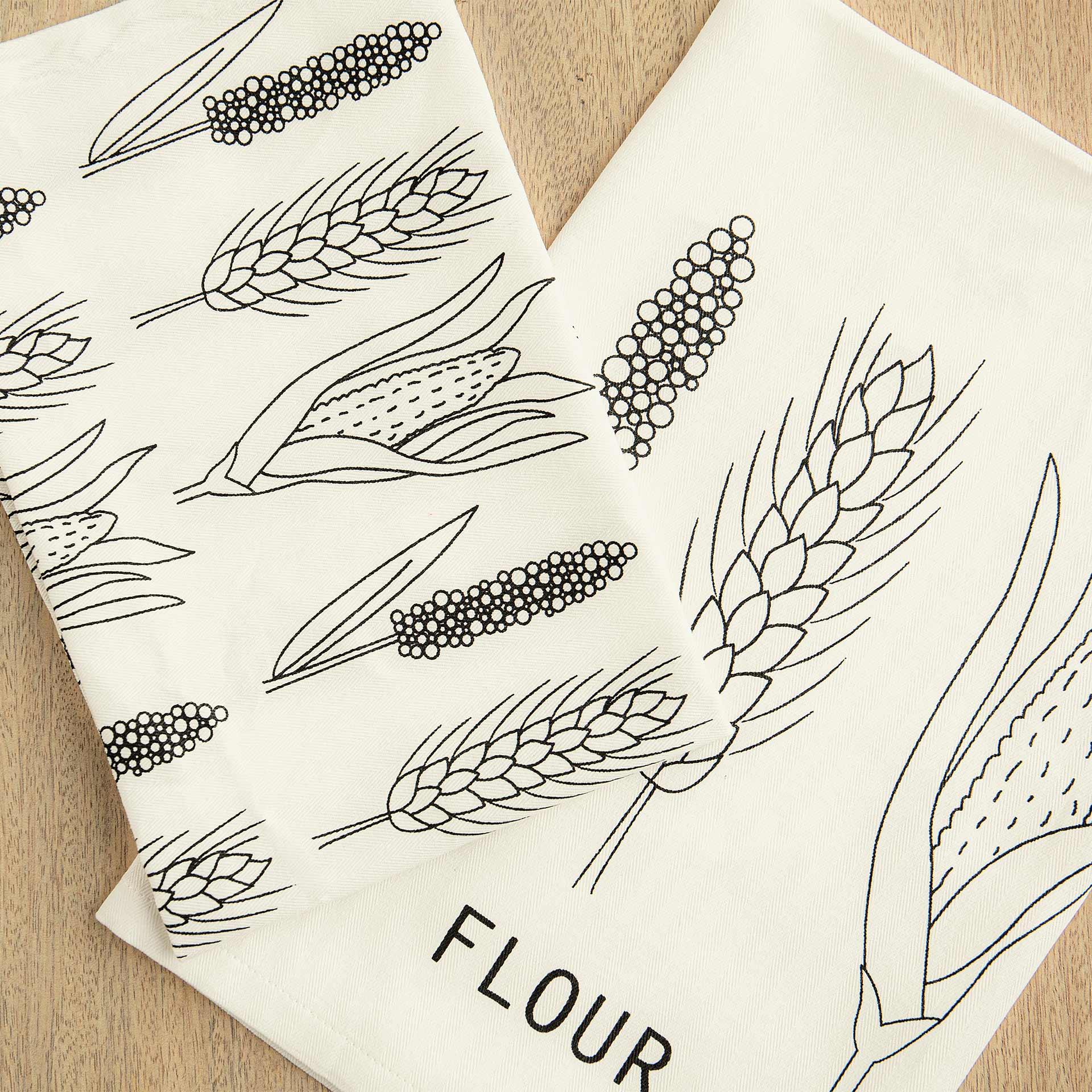 Flour Dish Towel Set of Two (B&W)