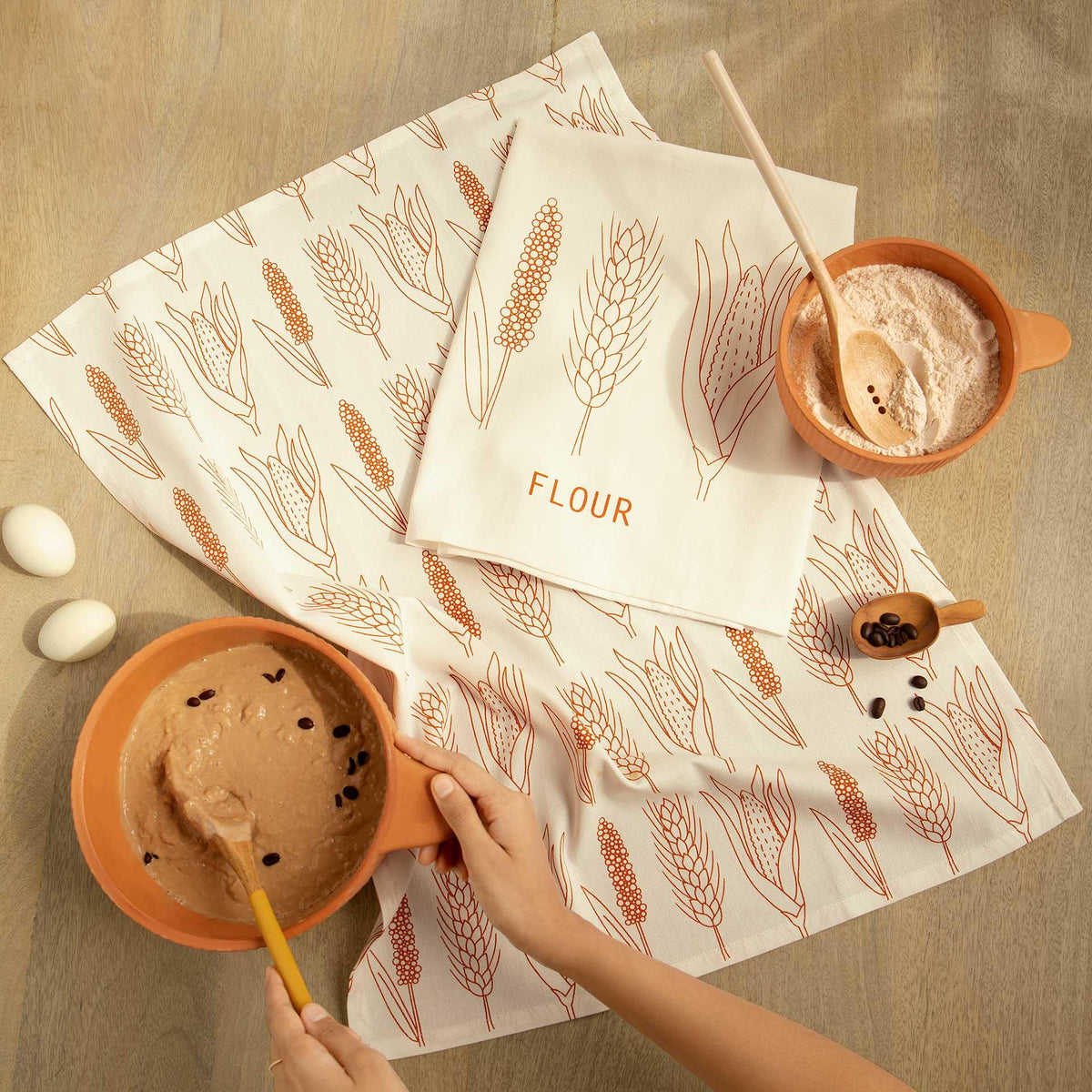 Flour Dish Towel Set of Two (Terracotta) - ellementry
