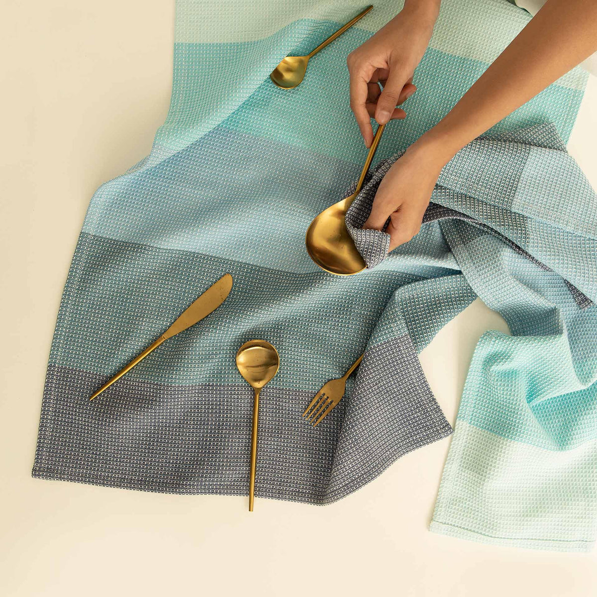 Waffle Blue Dish Towel Set of Two - ellementry