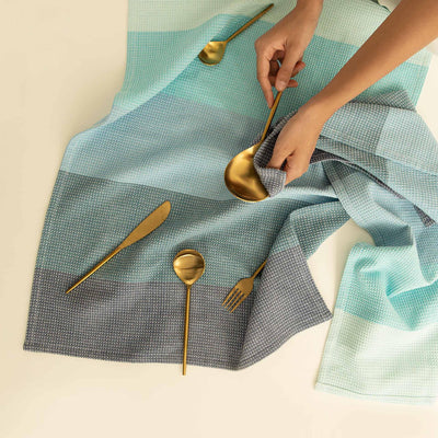 Waffle Blue Dish Towel Set of Two - ellementry