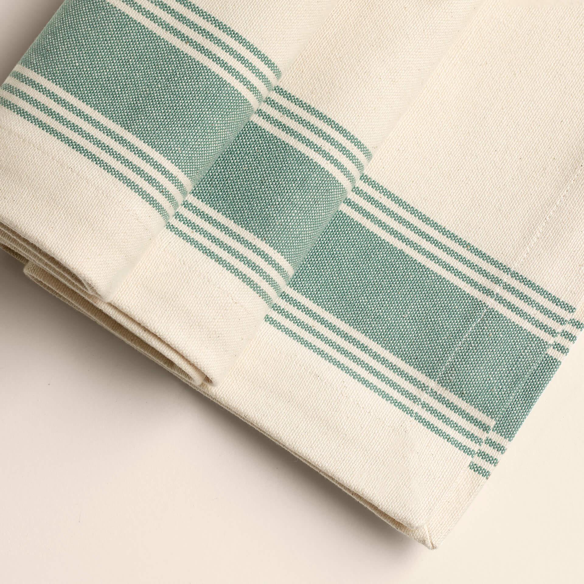 Teal Blue Border 100% Cotton Table Runner