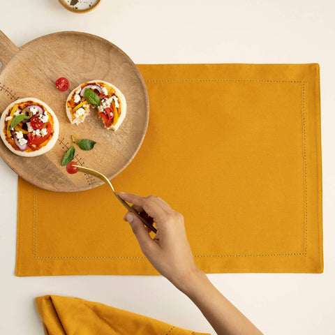 Mustard 100% Cotton Placemat Set of 6 - ellementry