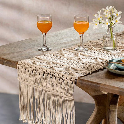 Macrame Cotton Table Runner Natural - ellementry