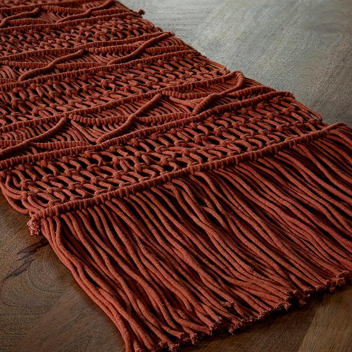 Macrame Cotton Table Runner Terracotta