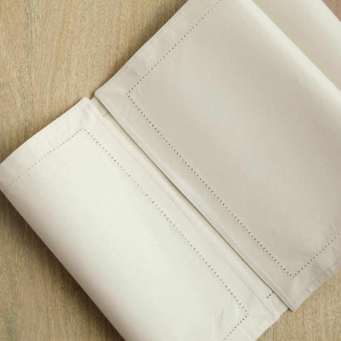 Classic Beige Cotton Border Stitch Table Runner - ellementry