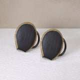 fine dine grey napkin ring gift set- round set of 2 - ellementry