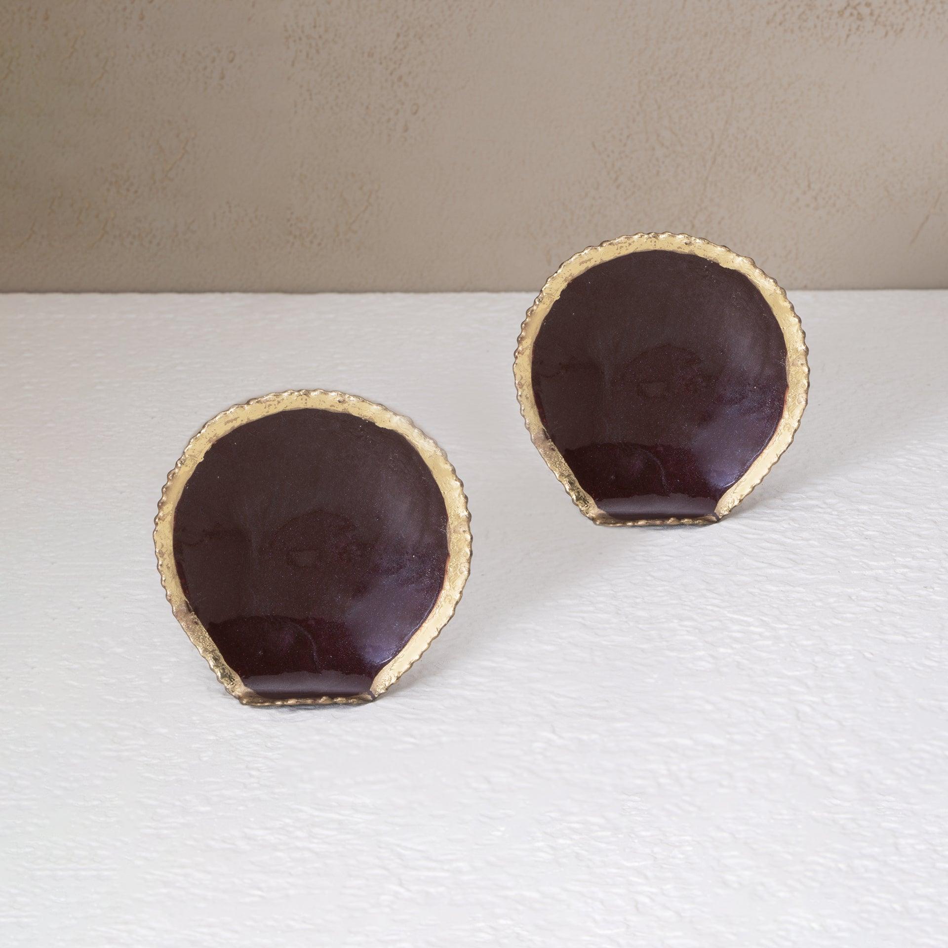 Fine Dine Maroon Napkin Ring Gift Set- Round (Set of 2)