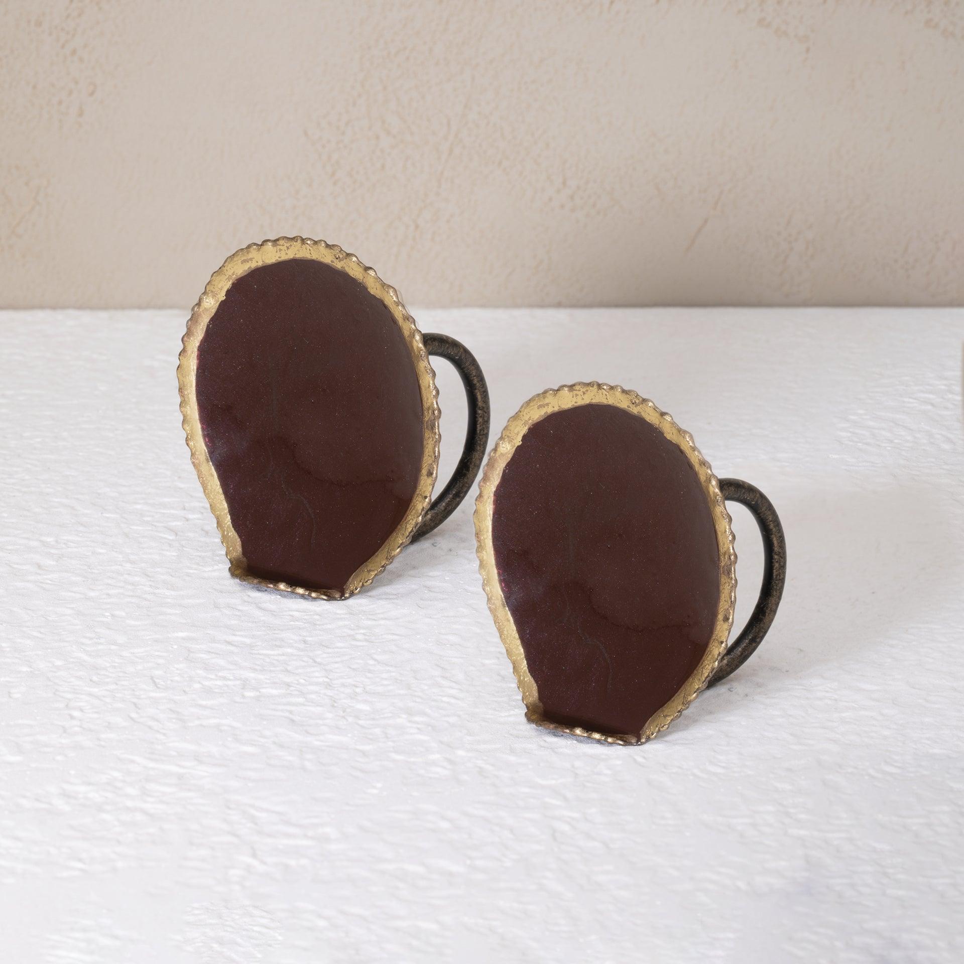 Fine Dine Maroon Napkin Ring Gift Set- Round (Set of 2)
