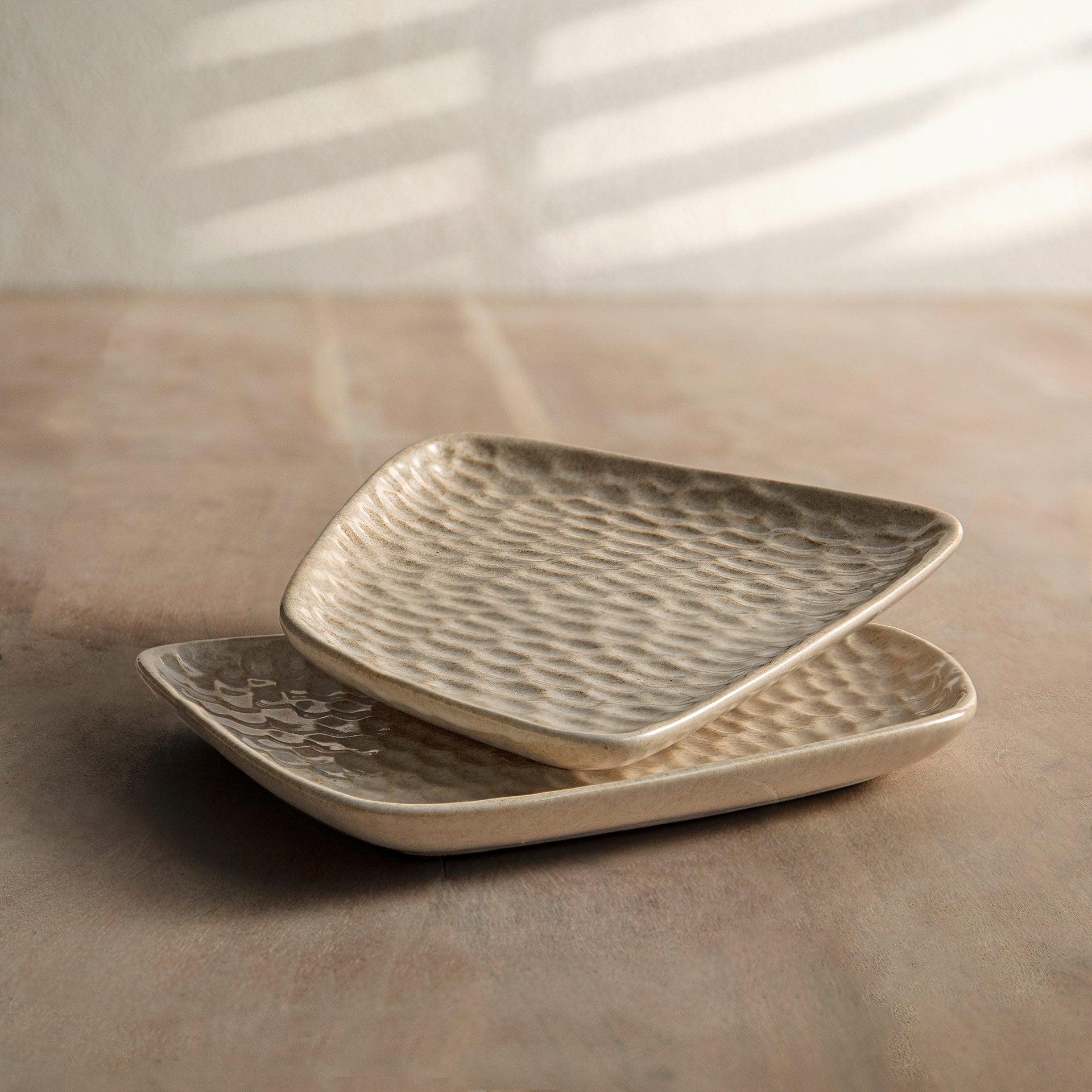 Feast Ceramic Platter Set of Two (Rustic White)