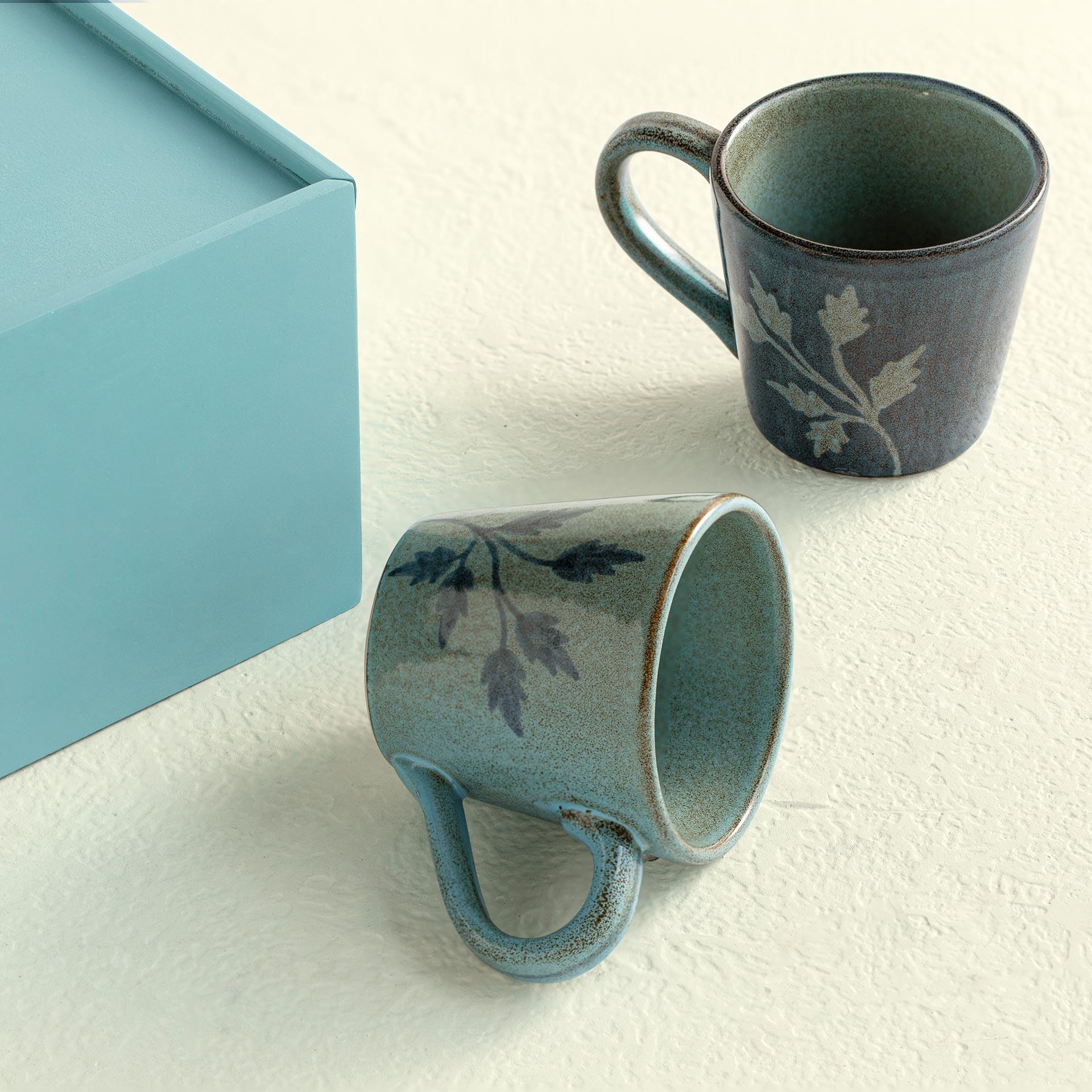 Indigo Symphony Coffee Mug Set of Two
