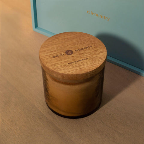 Mint Eucalyptus Natural Soy Wax Glass Jar with Wooden Lid (1 Wick) - ellementry