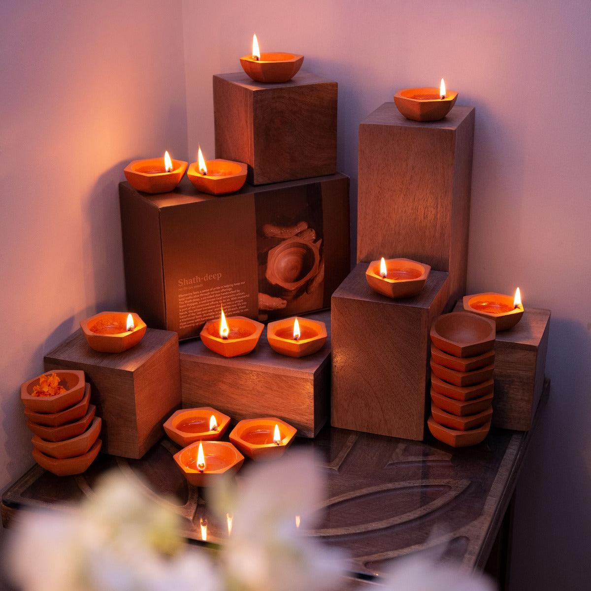 Shathdeep Handmade Diya Set of 24 - ellementry