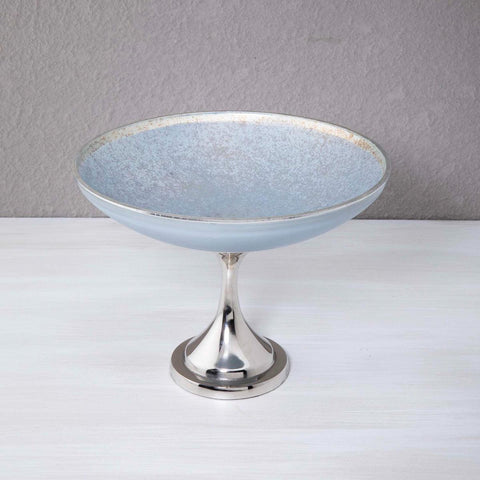 Blue Glass Bowl With Stand - ellementry