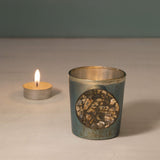 mosaic blue glass t-light holder - ellementry