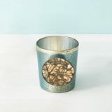 mosaic blue glass t-light holder - ellementry