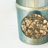 mosaic blue glass t-light holder - ellementry