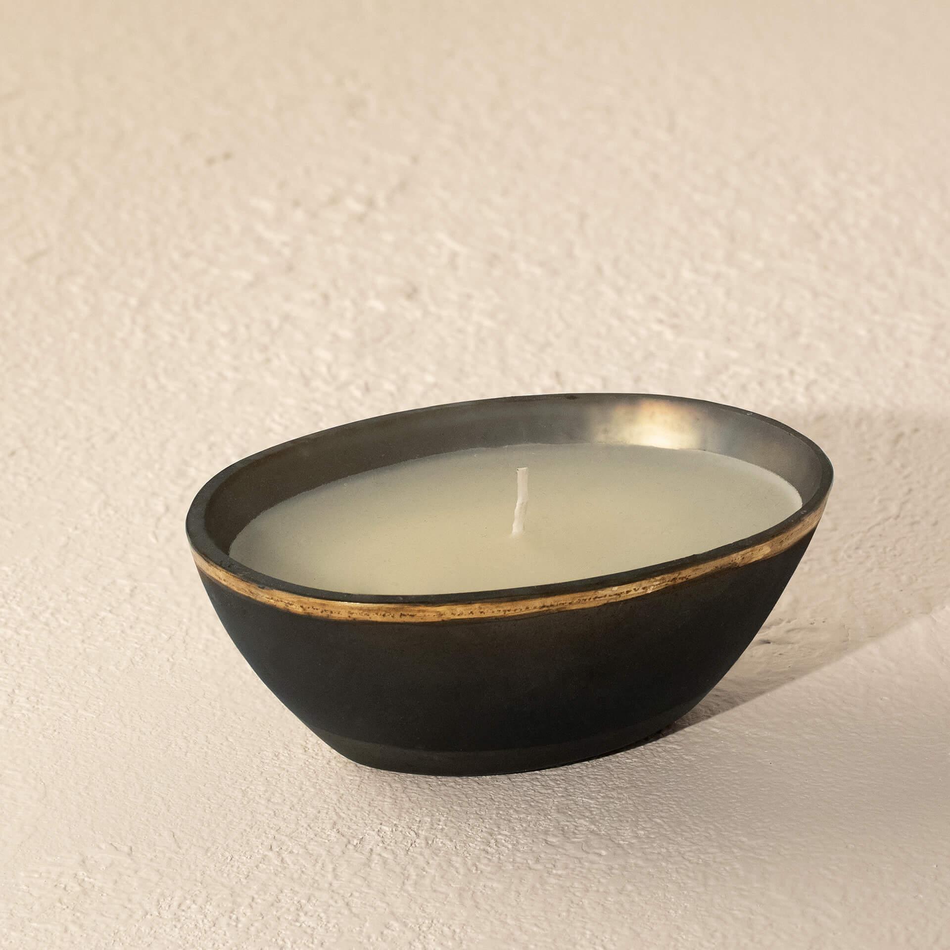 Tinsel Grey Wax Filled Glass Bowl