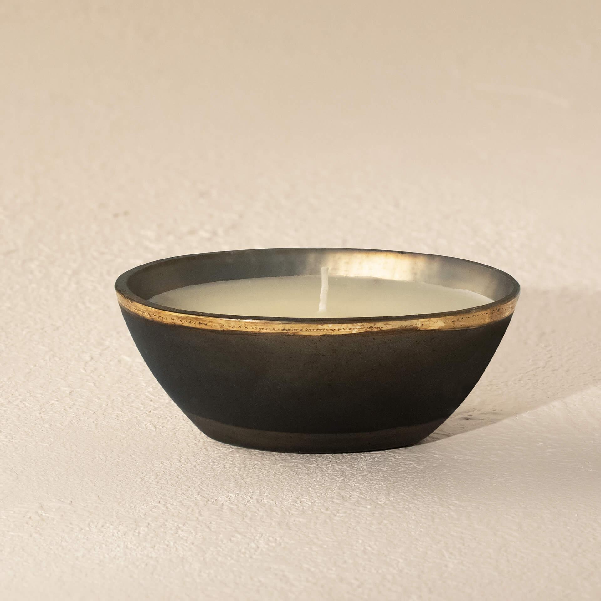 Tinsel Grey Wax Filled Glass Bowl