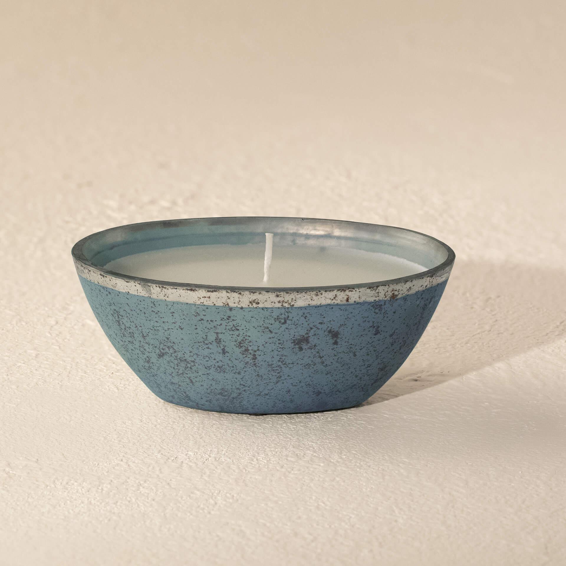 Tinsel Blue Wax Filled Glass Bowl