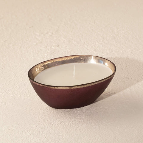 Tinsel Maroon Wax Filled Glass Bowl - ellementry