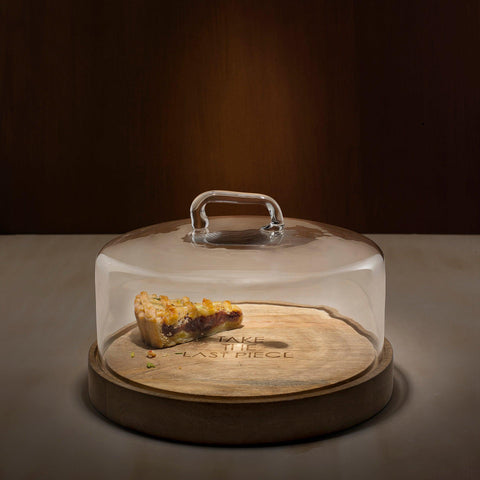 cylindrical glass cloche with wooden base - ellementry