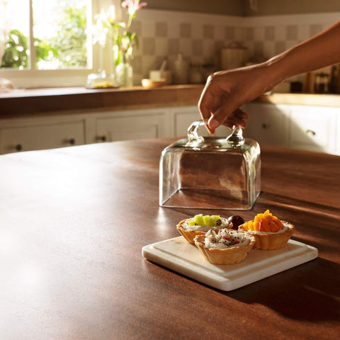 glass cloche with marble base square - ellementry