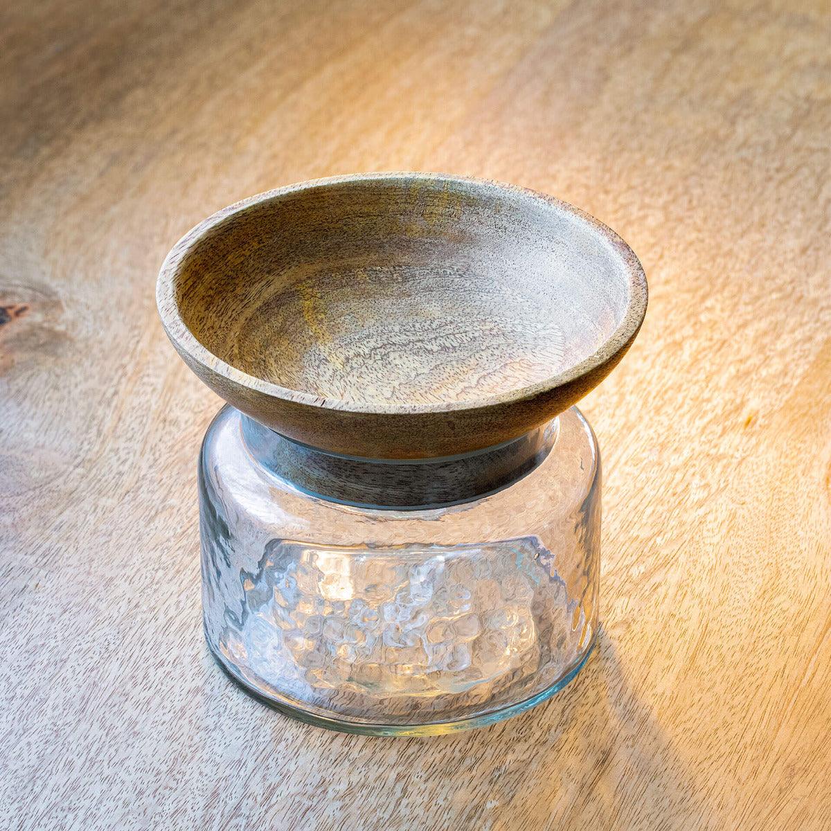 Twain Glass Jar with Wooden Bowl (Large)