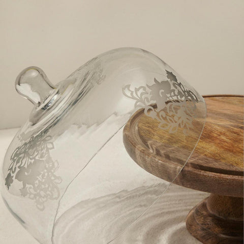 Upper Crust Glass Cloche With Wooden Base - ellementry