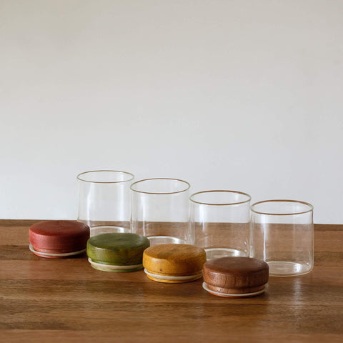 Glass Jar With Wooden Lid Set of 4 - ellementry