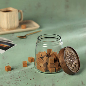 Clear Glass Jar With Metal Cladding Lid Small