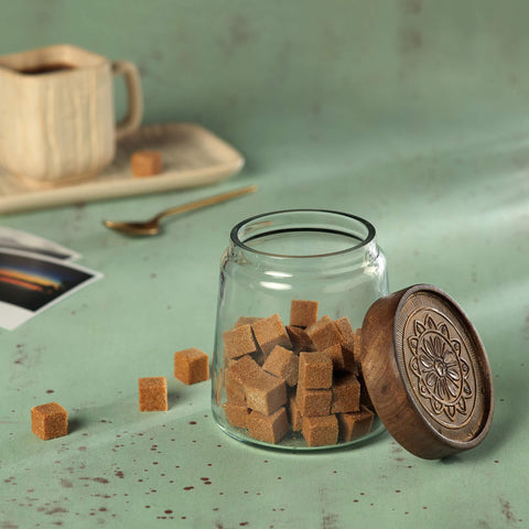 clear glass jar with metal cladding lid small - ellementry