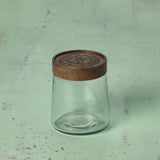 clear glass jar with metal cladding lid small - ellementry