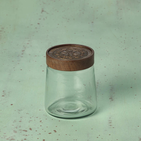 clear glass jar with metal cladding lid small - ellementry