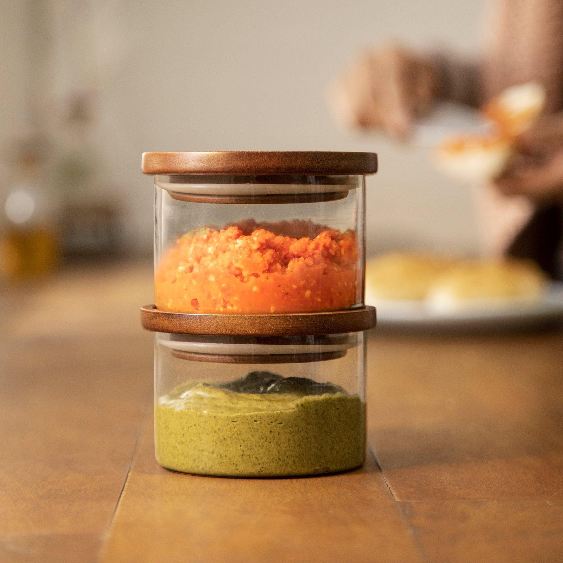 Stackable Interlocking Jars Buy Stackable Glass Jars Set Of 2 Online - Ellementry – ellementry