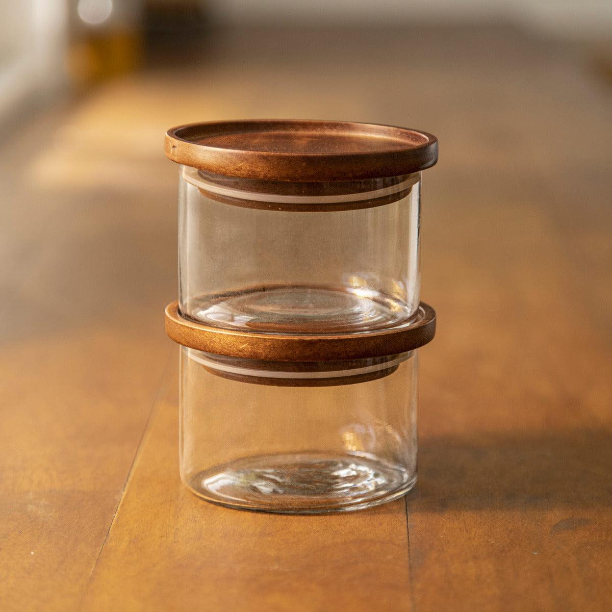 Stackable Glass Jars Set Of 2