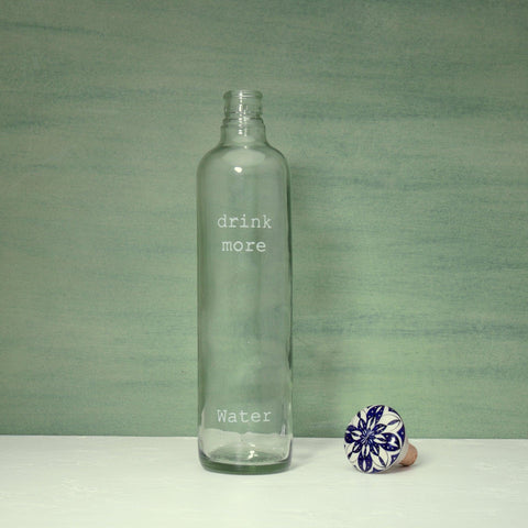 drink more glass water bottle with ceramic stopper - ellementry