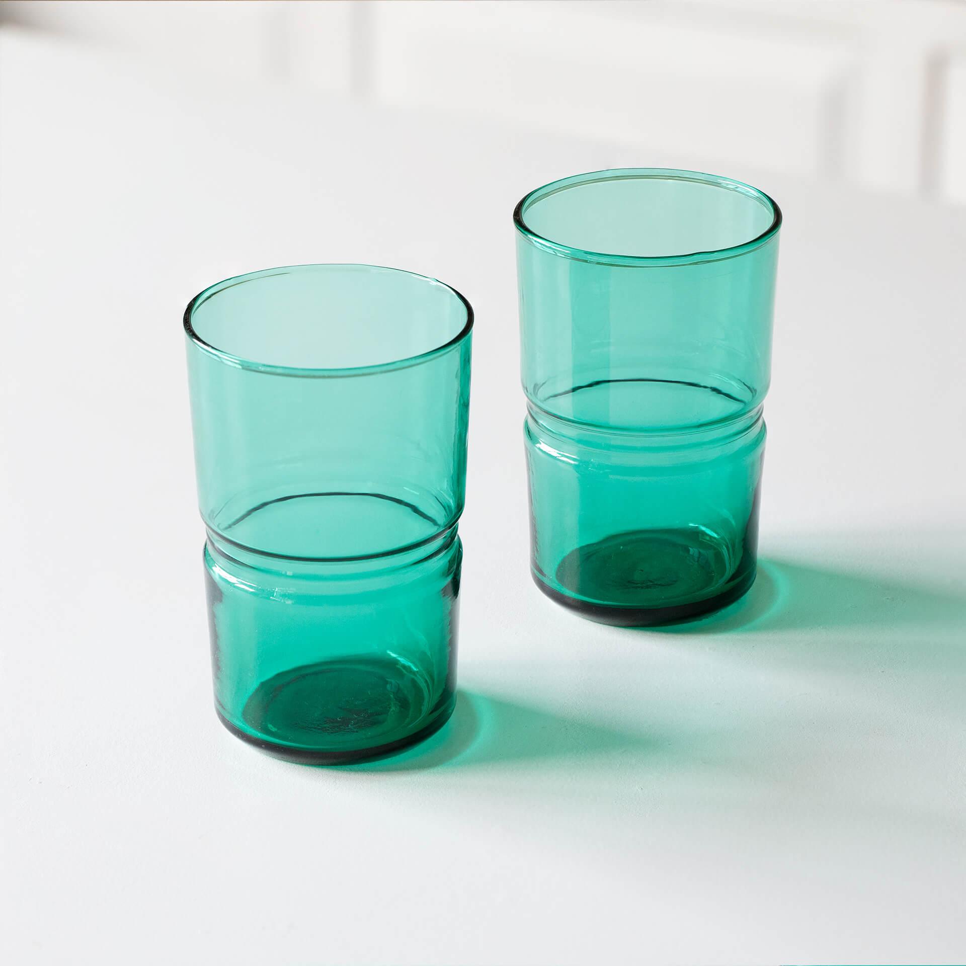 emerald glass tumbler large (set of 2)