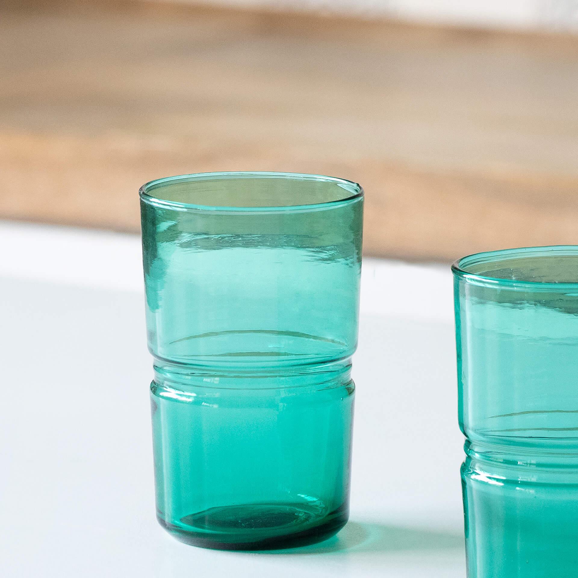 emerald glass tumbler large (set of 2)