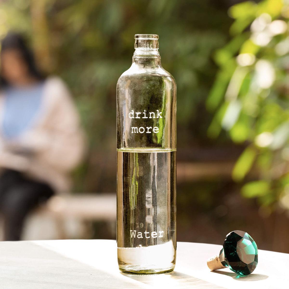 Skyscraper Glass Bottle with Green Glass Stopper