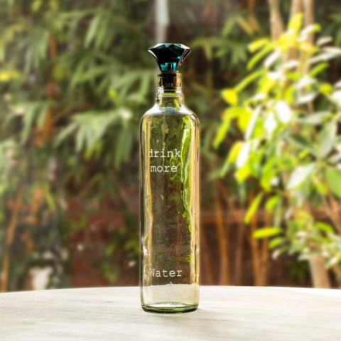 Skyscraper Glass Bottle with Green Glass Stopper - ellementry