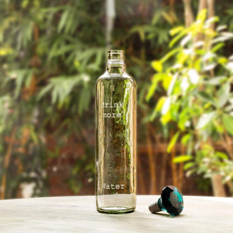 Skyscraper Glass Bottle with Green Glass Stopper - ellementry