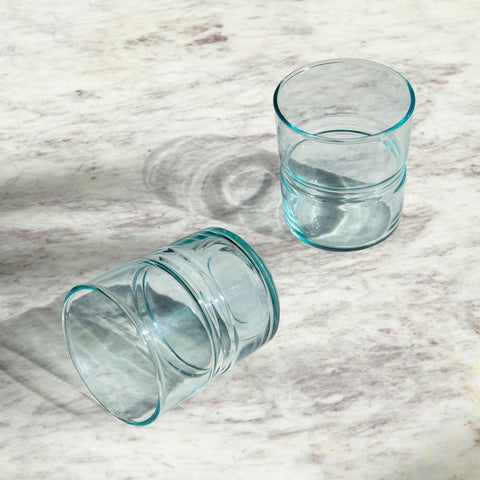 Jove Blue Glass Tumbler Set of 2 (Small) - ellementry