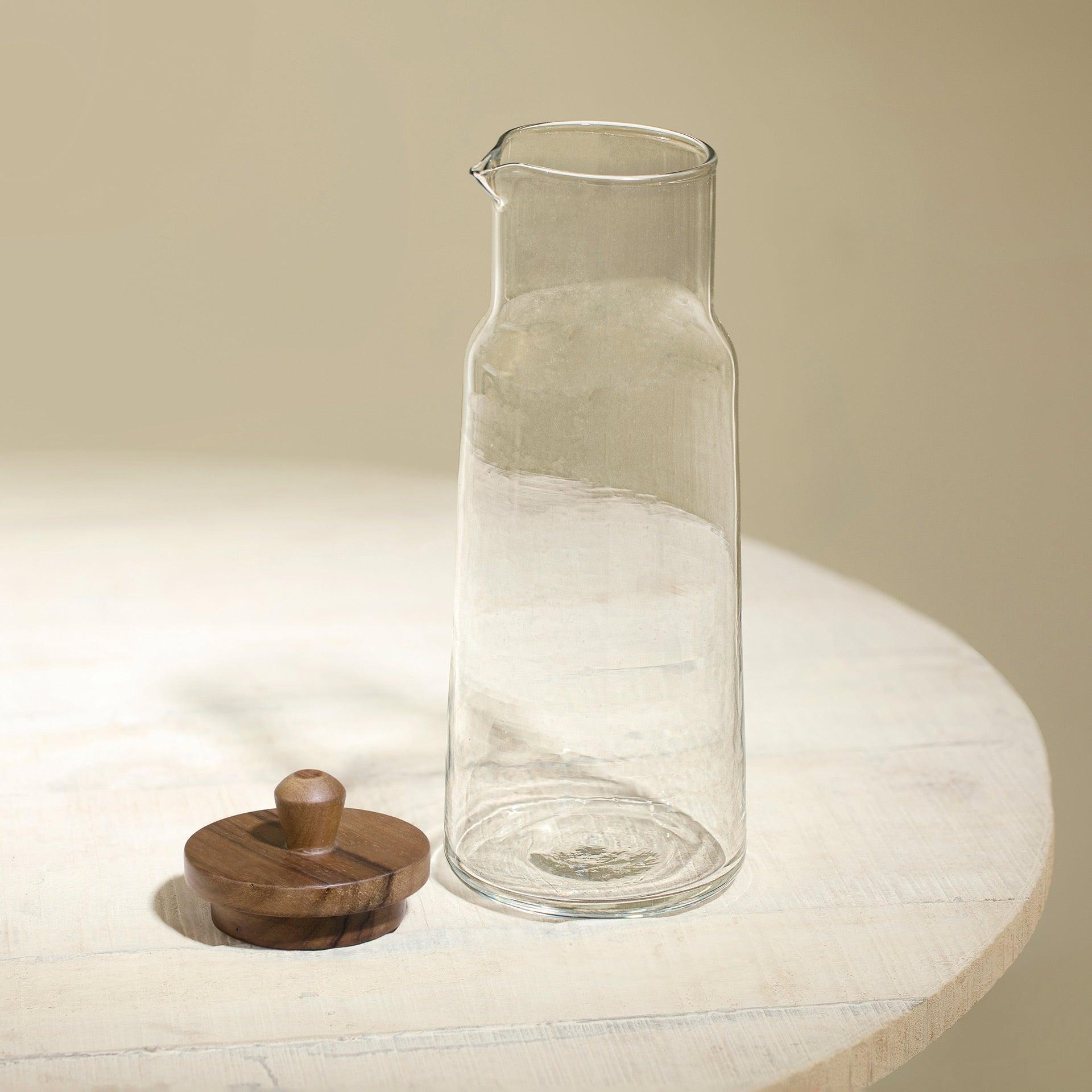 Fryst Glass Carafe with Wooden Lid