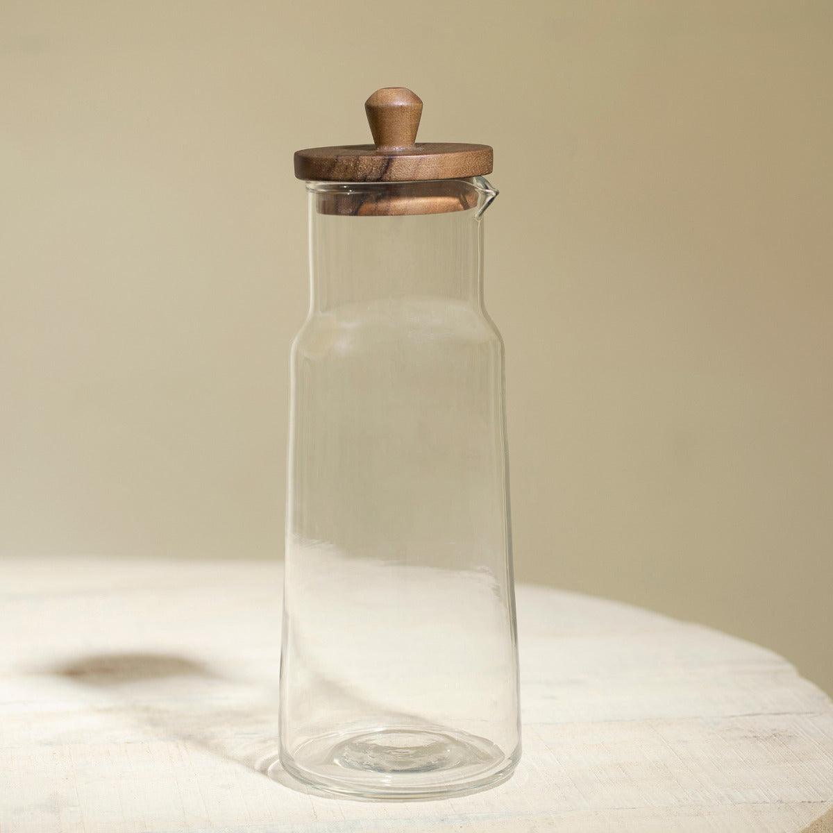 Fryst Glass Carafe with Wooden Lid