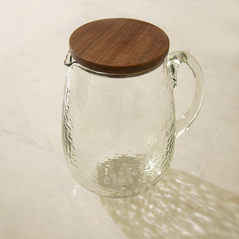 Dewy Glass Jug with wooden lid - ellementry