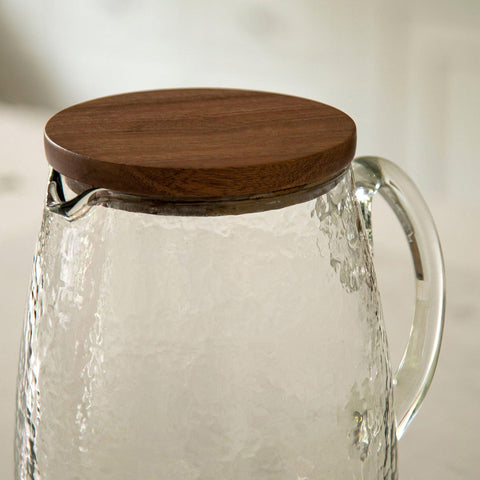 Dewy Glass Jug with wooden lid - ellementry